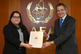 The new Resident Representative of Nicaragua to the IAEA, HE Ms. Sabra Amari Murillo Centeno, presented her credentials to IAEA Director General Rafael Mariano Grossi, at the Agency headquarters in Vienna, Austria. 17 February 2021