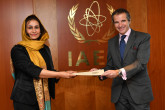 The new Resident Representative of Afghanistan to the IAEA, HE Ms. Manizha Bakhtari, presented her credentials to IAEA Director General Rafael Mariano Grossi at the Agency headquarters in Vienna, Austria. 30 March 2021
