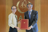 The new Resident Representative of France to the IAEA, HE Ms. Delphine Hournau-Pouëzat, presented his credentials to IAEA Director General Rafael Mariano Grossi, at the Agency headquarters in Vienna, Austria. 5 September 2022