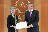 The new Resident Representative of Norway to the IAEA, HE Ms. Susan Eckey, presented his credentials to IAEA Director General Rafael Mariano Grossi, at the Agency headquarters in Vienna, Austria. 9 September 2022