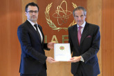 The new Resident Representative of Turkmenistan to the IAEA, HE Mr. Hemra Amannazarov, presented his credentials to IAEA Director General Rafael Mariano Grossi, at the Agency headquarters in Vienna, Austria. 9 September 2022