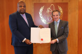 The new Resident Representative of Barbados to the IAEA, HE Mr. Chad Blackman, presented his credentials to IAEA Director General Rafael Mariano Grossi, at the Agency headquarters in Vienna, Austria. 25 March 2022