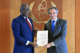 The new Resident Representative of Cameroon to the IAEA,  HE Mr. Victor Ndocki, presented his credentials to IAEA Director General Rafael Mariano Grossi, at the Agency headquarters in Vienna, Austria. 30 September 2022