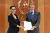 The new Resident Representative of Cyprus to the IAEA, HE Ms. Maria Michail, presented her credentials to IAEA Director General Rafael Mariano Grossi, at the Agency headquarters in Vienna, Austria. 30 September 2022