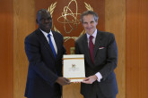The new Resident Representative of Uganda to the IAEA, HE Mr. Stephen Mubiru presented his credentials to IAEA Director General Rafael Mariano Grossi, at the Agency headquarters in Vienna, Austria. 24 March 2023