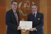 The new Resident Representative of Cuba to the IAEA, HE Mr. Pablo Berti Oliva presented his credentials to IAEA Director General Rafael Mariano Grossi, at the Agency headquarters in Vienna, Austria. 12 April 2023