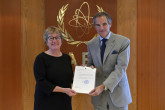The new Resident Representative of Finland to the IAEA, HE Ms. Nina Vaskunlahti, presented her credentials to IAEA Director General Rafael Mariano Grossi, at the Agency headquarters in Vienna, Austria. 4 September 2023

