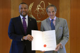 The new Resident Representative of Barbados to the IAEA, HE Mr. Matthew Anthony Wilson, presented his credentials to IAEA Director General Rafael Mariano Grossi, at the Agency headquarters in Vienna, Austria. 5 September 2023
