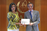 The new Resident Representative of Colombia to the IAEA, HE Ms. Laura Gil, presented her credentials to IAEA Director General Rafael Mariano Grossi, at the Agency headquarters in Vienna, Austria. 5 September 2023


