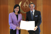 The new Resident Representative of Italy to the IAEA, HE Ms. Debora Lepre, presented her credentials to IAEA Director General Rafael Mariano Grossi, at the Agency headquarters in Vienna, Austria. 14 September 2023
