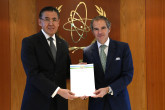 The new Resident Representative of Uzbekistan to the IAEA, HE Mr. Bakhtiyor Ibragimov, presented his credentials to IAEA Director General Rafael Mariano Grossi, at the Agency headquarters in Vienna, Austria. 21 November 2023

