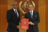 The new Resident Representative of Sri Lanka to the IAEA, HE Mr. M. R. K. Lenagala, presented his credentials to IAEA Director General Rafael Mariano Grossi, at the Agency headquarters in Vienna, Austria. 22 November 2023

