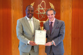 The new Resident Representative of the Democratic Republic of Congo to the IAEA, HE Mr. Paul Empole Losoko Efambe, presented his credentials to IAEA Director General Rafael Mariano Grossi, at the Agency headquarters in Vienna, Austria. 8 December 2023