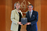 The new Resident Representative of Bosnia and Herzegovina to the IAEA, HE Ms. Danka Savic, presented her credentials to IAEA Director General Rafael Mariano Grossi, at the Agency headquarters in Vienna, Austria. 22 February 2024

