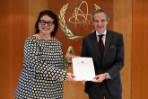 The new Resident Representative of the Dominican Republic to the IAEA, HE Ms. Angela Vigliotta Mella, presented her credentials to IAEA Director General Rafael Mariano Grossi, at the Agency headquarters in Vienna, Austria. 8 March 2024