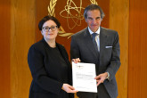 The new Resident Representative of the Republic of Moldova to the IAEA, HE Ms. Victoria Rosa, presented her credentials to IAEA Director General Rafael Mariano Grossi, at the Agency headquarters in Vienna, Austria. 11 October 2024