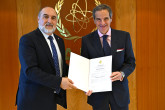 The new Resident Representative of Uruguay to the IAEA, HE Mr Alejandro Garofali Acosta, presented his credentials to IAEA Director General Rafael Mariano Grossi, at the Agency headquarters in Vienna, Austria. 18 October 2024