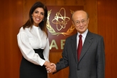 IAEA Director General Yukiya Amano met with Leena Al-Hadid, Resident Representative of Jordan to the IAEA and Board of Governors Chairperson for 2018-2019 at the Agency headdquarters in Vienna, Austria. 6 November 2018

