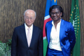 IAEA Director General Yukiya Amano met Namibian First Lady Monica Geingos during his official visit to Namibia. 17 May 2016