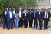IAEA Director General Yukiya Amano with staff of the iThemba Laboratory for Accelerator-Based Sciences and senior government officials during his official visit to South Africa on  9 May 2016.