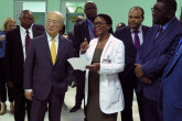 IAEA Director General Yukiya Amano tours the Cancer Diseases Hospital, during his official visit to Zambia. 23 January 2018