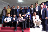 IAEA Director General Yukiya Amano, following his lecture, poses for a group photo with the student organisers from Bogor Agricultural University, during his official visit to Jakarta, Indonesia. 5 February 2018