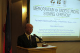 IAEA Director General Yukiya Amano delivers remarks at the signing ceremony of the Memorandum of Understanding between the Department of Education and Department of Science and Technology on 8 February 2018 in Manila, Philippines. 