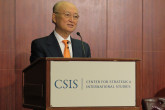 IAEA Director General Yukiya Amano delivers his statement “Challenges in Nuclear Verification” at the Center for Strategic and International Studies during his official visit to Washington DC, USA. 5 April 2019