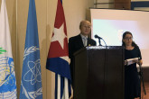 IAEA Director General Yukiya delivers his opening remarks at the 35th Anniversary of the Regional Cooperation for the Promotion of Nuclear Science and Technology in Latin America (ARCAL) during his official visit to Cuba. 20 May 2019