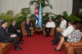 IAEA Director General Yukiya Amano met with President Miguel Díaz-Cane during his official visit to Havana, Cuba, 17 May. Far left: Edgard Perez Alvan, Assistant to the DG and Deputy Coordination, second from left, Luis Carlos Longoria Gandara, IAEA Director, Division for Latin America and the Caribbean, Department of Technical Cooperation

Photo Credit: Office of the President, Cuba
