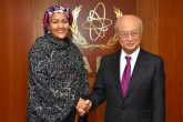 IAEA Director General Yukiya Amano met with Amina J. Mohammed, United Nations Deputy Secretary-General, during her visit at the IAEA headquarters in Vienna, Austria on 12 May 2017.