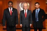 IAEA Director General Yukiya Amano met with Bruno Leingkone, Minister of Foreign Affairs of Vanuatu, at the IAEA headquarters in Vienna, Austria on 29 May 2017.