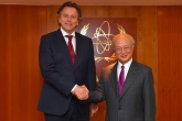IAEA Director General Yukiya Amano met with Bert Koenders, Foreign Minister of the Netherlands, at the IAEA headquarters in Vienna, Austria on 12 July 2017.
