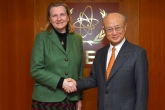 IAEA Director General Yukiya Amano met with Her Excellency Ms Karin Kneissl, Minister for Foreign Affairs of Austria during her official visit to the IAEA Headquarters in Vienna, Austria. 20 February 2018.