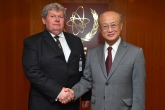 IAEA Director General Yukiya Amano met with HE Mr János Süli, Minister without portfolio responsible for planning, construction and commissioning of the two new blocks at Paks NPP during his official visit to the IAEA Headquarters in Vienna, Austria. 28 February 2018.