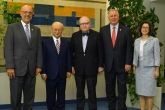 IAEA Director General Yukiya Amano met with United States Congressman Ted Deutch, Senior Member of the House Foreign Affairs Committee on the Middle East and North Africa during his official visit to the IAEA Headquarters in Vienna, Austria. 5 July 2018.

From left to right: Ted Deutch, Yukiya Amano, Representative George Holding, Representative Albio Sires and Nicole Shampaine, Head of Mission, Permanent Mission of the United States of America