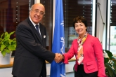 Mary Alice Hayward, IAEA Acting Director General, and Head of the Department of Management met with H.E. Mohamed Samir Koubbaa, new Head of the Mission of the League of Arab States during his official visit to the IAEA Headquarters in Vienna, Austria. 18 September 2018.