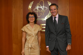 Rafael Mariano Grossi, IAEA Director General, met with Ms. Anne Lazar Sury, Governor to the IAEA Board of Governors,, and Director for International Affairs, French Alternative and Atomic Energy Commission, during her official visit to the Agency headquarters in Vienna, Austria. 


