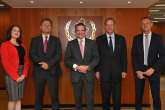 Rafael Mariano Grossi, IAEA Director General, met with Will Tobey, Chair of WINS Board and Lars van Dassen, WINS Executive Director, during their official visit at the Agency headquarters in Vienna, Austria. 13 July 2021.