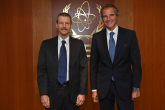 Rafael Mariano Grossi, IAEA Director General, met with HE Mr. Zeev Snir, Director General, Israel Atomic Energy Commission, during his official visit to the Agency headquarters in Vienna, Austria. 26 August 2021. 