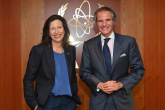 Rafael Mariano Grossi, IAEA Director General, met with Melissa Fleming, Under-Secretary-General for Global Communications, during her official visit at the Agency headquarters in Vienna, Austria. 13 October 2021. 