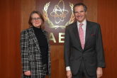 Rafael Mariano Grossi, IAEA Director General, met with Ann-Sofie Nilsson, Ambassador for Disarmament and Non-Proliferation, Ministry for Foreign Affairs, Sweden, during her official visit at the Agency headquarters in Vienna, Austria. 15 February 2022.