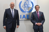 Rafael Mariano Grossi, IAEA Director-General, met with HE Mr. Nikos Dendias, Minister of Foreign Affairs of Greece, during his official visit at the Agency headquarters in Vienna, Austria. 8 March 2022. 