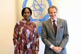 Rafael Mariano Grossi, IAEA Director-General, met with HE Ms. Dolapo Osinbajo, Wife of the Vice President of Nigeria, during her official visit at the Agency headquarters in Vienna, Austria. 11 March 2022. 