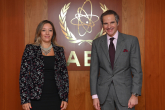 Rafael Mariano Grossi, IAEA Director-General, met with Minister Ms. Lorena Capra, Director of Nuclear Affairs of the Foreign Ministry of Argentina, during her official visit at the Agency headquarters in Vienna, Austria. 11 March 2022. 


