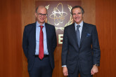 Rafael Mariano Grossi, IAEA Director-General, met with Massimo Garribba, Director of Nuclear Energy, Safety and ITER with the European Commission, Directorate-General for Energy, during his official visit at the Agency headquarters in Vienna, Austria. 15 March 2022. 