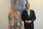 Rafael Mariano Grossi, IAEA Director-General met with Italian Ambassador Elisabetta Belloni, Director General of the Department of Information for Security at the Agency headquarters in Vienna, Austria. 17 March 2022. 