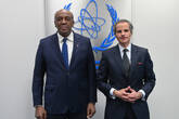 Rafael Mariano Grossi, IAEA Director General, met with HE Mr. Antonio Almonte, Minister of Energy and Mines of the Dominican Republic, during his official visit to the Agency headquarters in Vienna, Austria. 1 April 2022. 