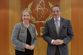 Rafael Mariano Grossi, IAEA Director General, met with Ambassador Heidi Hulan, Assistant Deputy Minister for International Security during her official visit at the Agency headquarters in Vienna, Austria. 10 June 2022.