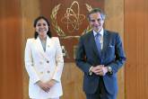 Rafael Mariano Grossi, IAEA Director General, met with Ambassador Cindy Larissa Rodriguez, Undersecretary of State in the Office of Foreign Relations and International Cooperation of Honduras, during her official visit to the Agency headquarters in Vienna, Austria. 13 June 2022.